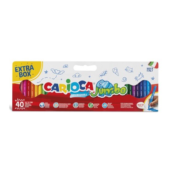 CAJA 40 ROTULADORES JUMBO CARIOCA 41258