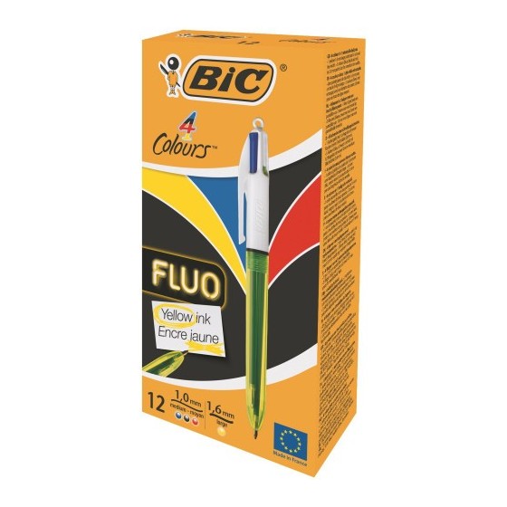 BOLÍGRAFO 4 COLORES FLUO BIC 982868 (x12 unidades)