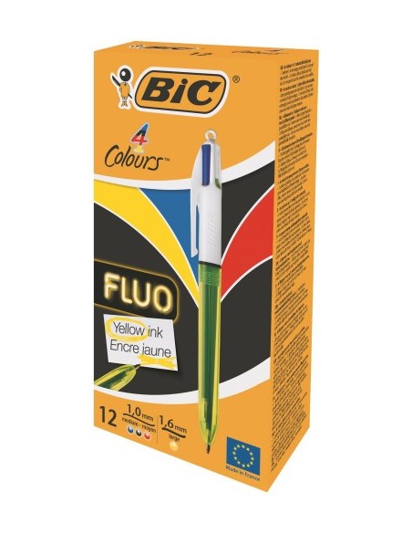 BOLÍGRAFO 4 COLORES FLUO BIC 982868 (x12 unidades)