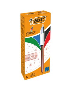 BOLÍGRAFO 4 COLORES PINK GOLD BIC 504894 (x12 unidades)