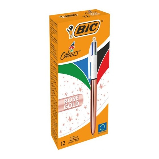 BOLÍGRAFO 4 COLORES PINK GOLD BIC 504894 (x12 unidades)