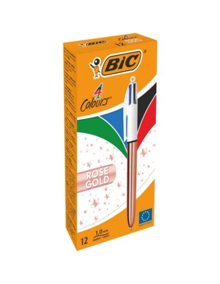 BOLÍGRAFO 4 COLORES PINK GOLD BIC 504894 (x12 unidades)