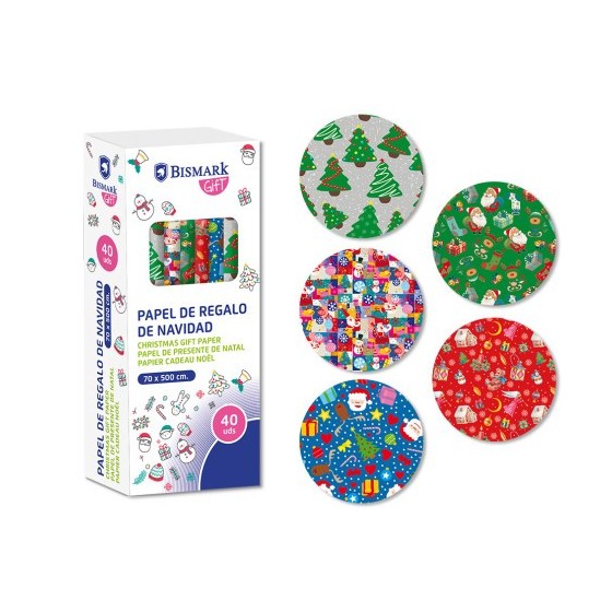 PAPEL DE REGALO NAVIDAD JUGUETES 70X500 CM BISMARK 332996 (x40 unidades)