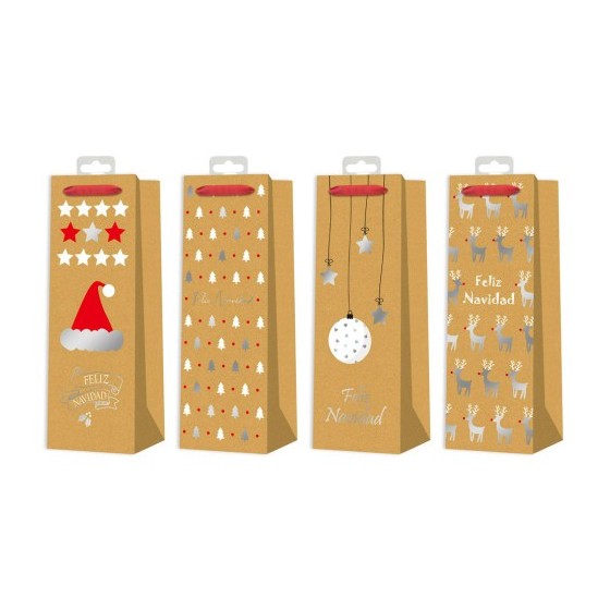 BOLSA BOTELLAS NAVIDAD KRAFT&FOIL BISMARK 332863 (x12 unidades)