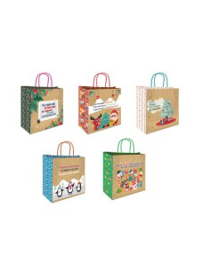 BOLSA KRAFT NAVIDAD MENSAJES BISMARK 331662 (x25 unidades)