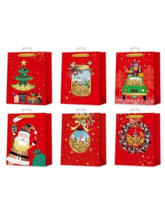 BOLSA NAVIDAD ROJA C/ CONFETTI BISMARK 332865 (x12 unidades)