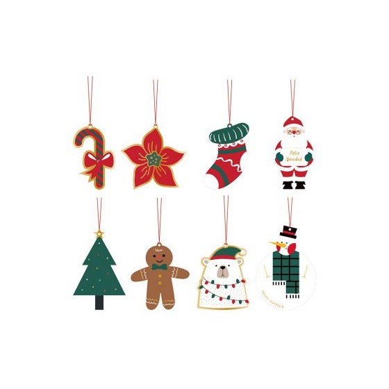 SET 4 TARJETAS COLGANTES ADORNOS NAVIDAD BISMARK 331672