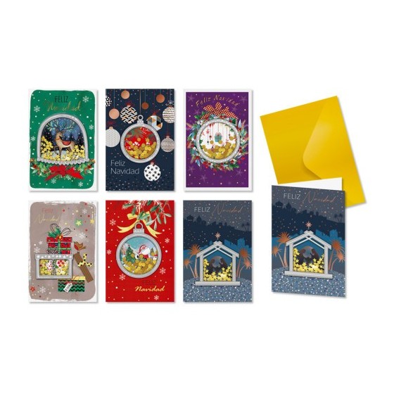 TARJETA FELICITACION NAVIDAD CONFETTI C/ SOBRE BISMARK 332860 (x24 unidades)