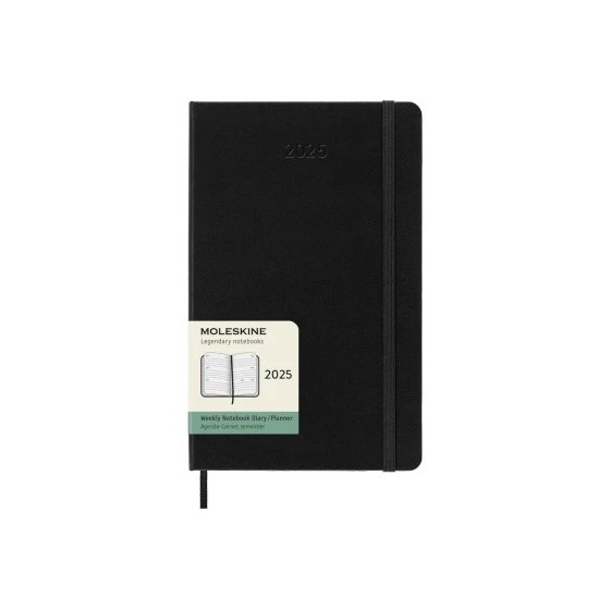 AGENDA 2025 TAPA DURA 12 MESES SEMANAL HORIZONTAL L (13 X 21 CM) NEGRA MOLESKINE DHB12WH3Y25
