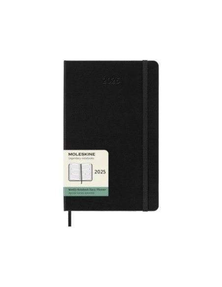 AGENDA 2025 TAPA DURA 12 MESES SEMANAL HORIZONTAL L (13 X 21 CM) NEGRA MOLESKINE DHB12WH3Y25