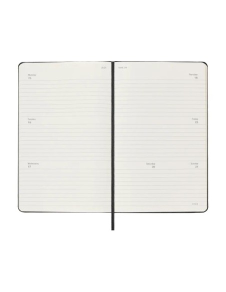 AGENDA 2025 TAPA DURA 12 MESES SEMANAL HORIZONTAL L (13 X 21 CM) NEGRA MOLESKINE DHB12WH3Y25