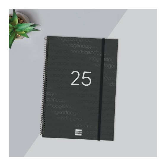 AGENDA 2025 BASIC YEAR E40 210X297MM SEMANA VISTA HORIZONTAL NEGRO FINOCAM 741466025