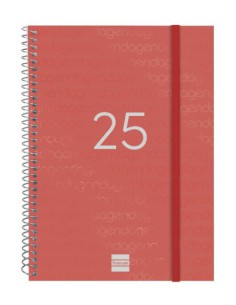 AGENDA 2025 BASIC YEAR E10 155X212MM SEMANA VISTA HORIZONTAL ROJO FINOCAM 741453025