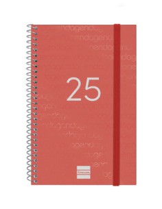AGENDA 2025 BASIC YEAR E5 117X181MM SEMANA VISTA HORIZONTAL ROJO FINOCAM 741443025