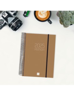 AGENDA 2025 BASIC OPAQUE E10 155X212MM DIA PAGINA MARRON FINOCAM 742914025 2