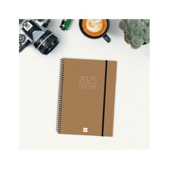 AGENDA 2025 BASIC OPAQUE E10 155X212MM SEMANA VISTA HORIZONTAL MARRON FINOCAM 742764025