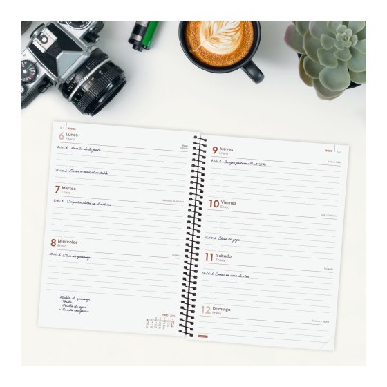 AGENDA 2025 BASIC OPAQUE E10 155X212MM SEMANA VISTA HORIZONTAL MARRON FINOCAM 742764025