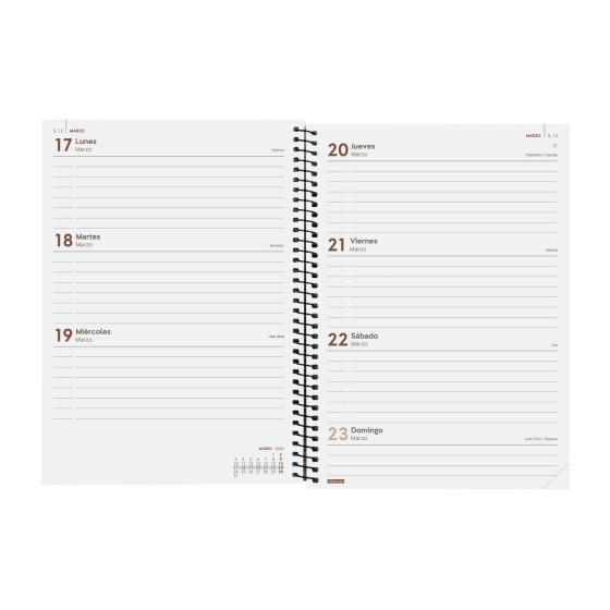 AGENDA 2025 BASIC OPAQUE E10 155X212MM SEMANA VISTA HORIZONTAL MARRON FINOCAM 742764025