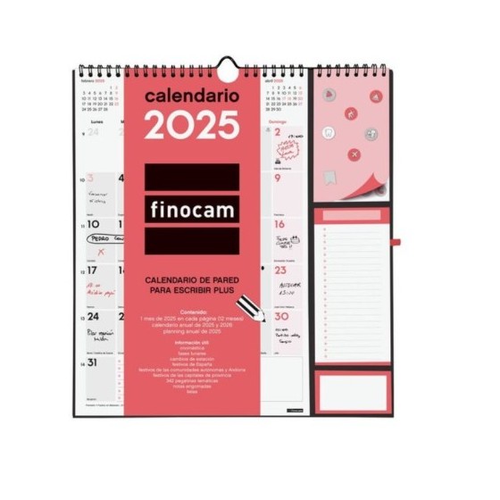 CALENDARIO 2025 NEUTRO PARED PLUS ESCRIBIR 215X325MM FINOCAM 782120025