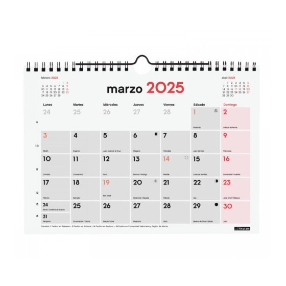 CALENDARIO 2025 NEUTRO PARED ESCRIBIR S 210X150MM FINOCAM 780160025
