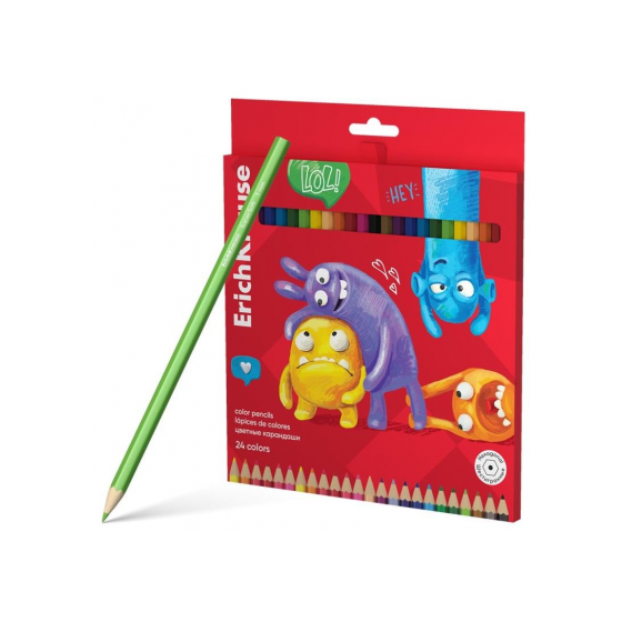 CAJA LÁPICES DE COLORES JOLLY FRIENDS 24 COLORES, MINA 3MM ERICH KRAUSE 61794