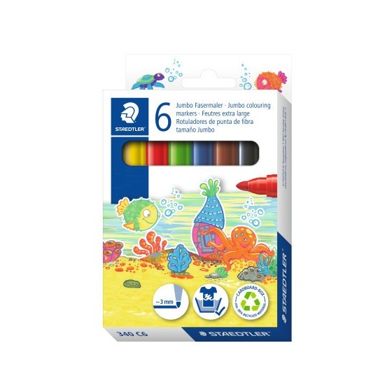 ESTUCHE DE CARTÓN 6 ROTULADORES GRUESOS NORIS 340 COLORES SURTIDOS STAEDTLER 340 C6