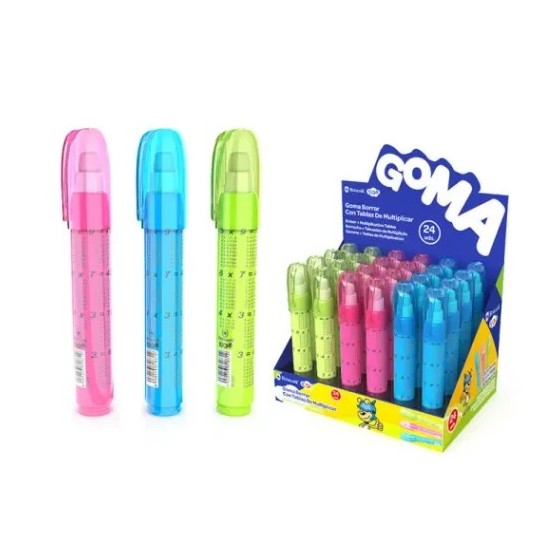 GOMA DE BORRAR EN BARRA C/ TABLAS MULTIPLICAR BISMARK 331831 (x24 unidades)