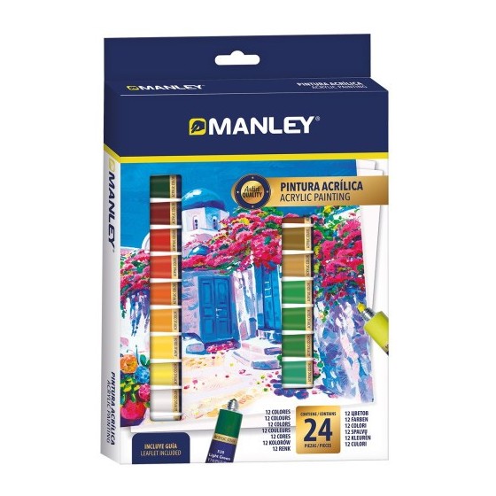 ESTUCHE PINTURA ACRILICA 24 X 12ML MANLEY MDV00024