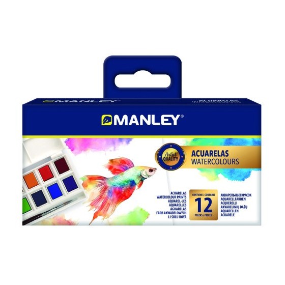 ESTUCHE ACUARELA 12 COLORES MANLEY MAQ00012