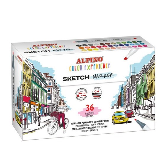 ESTUCHE 36 SKETCH MARKERS COLOR EXPERIENCE ALPINO AR001066