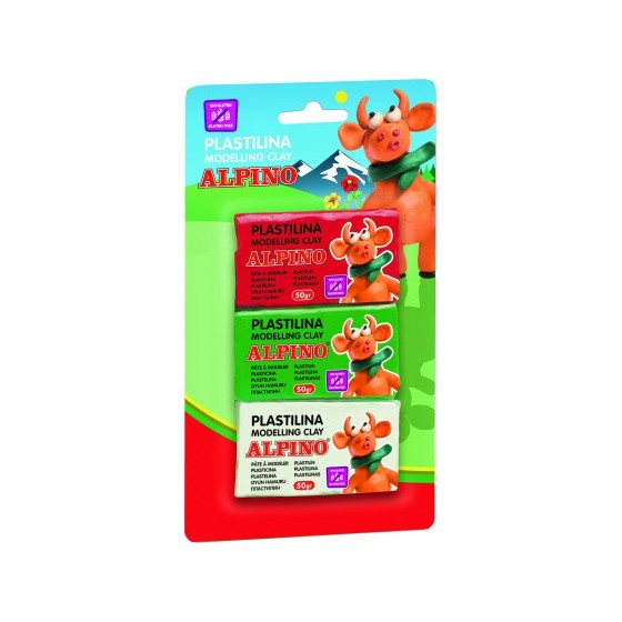 BLISTER 3 UNIDADES PLASTILINA  DE 50 GRS. ALPINO DP000116