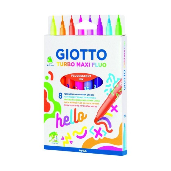 ESTUCHE CON ASA 8 ROTULADORES TURBO MAXI FLUOR GIOTTO F453800