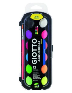 ESTUCHE 12 ACUARELAS FLUO 30 MM + PINCEL  GIOTTO F351400
