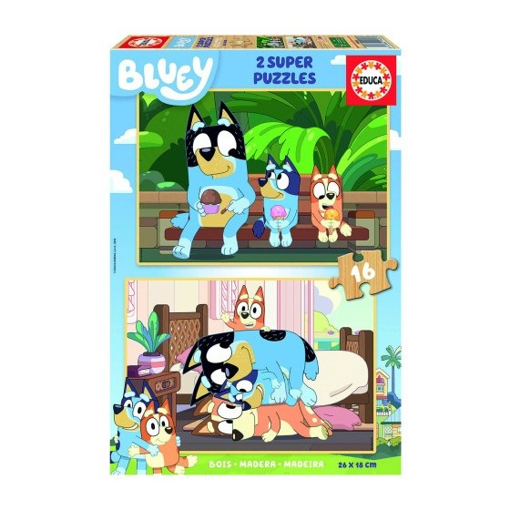 PUZZLE MADERA BLUEY 2X16 PIEZAS  EDUCA BORRAS 19406 EDUCA 19406