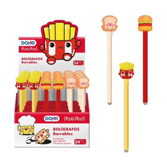 EXPOSITOR CON 24 BOLÍGRAFOS BORRABLES FAST FOOD DOHE 79688