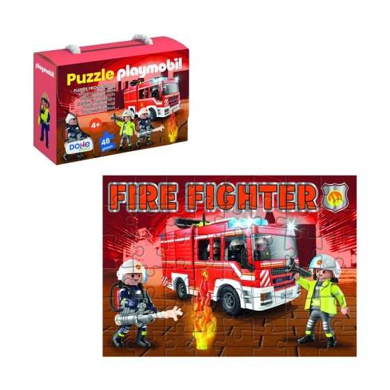 CAJA DE PUZZLE - 48 PIEZAS - PLAYMOBIL - MODELO FIRE FIGHTER DOHE 65013