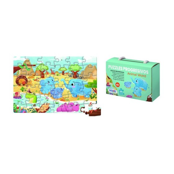 PUZZLE DE 36 PIEZAS - A PARTIR DE 4-6 AÑOS - ANIMAL WORLD DOHE 65009
