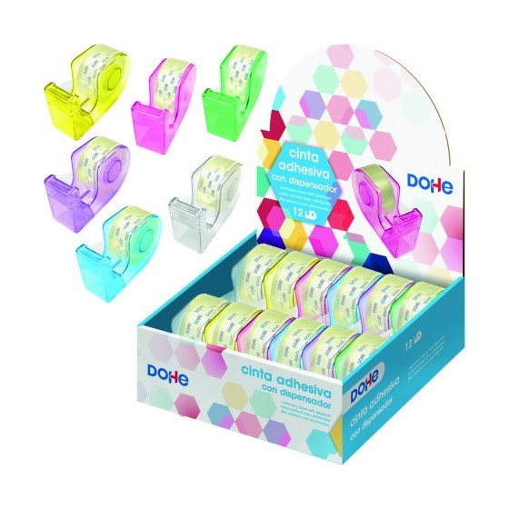 EXPOSITOR DE 12 DISPENSADORES DE CINTA ADHESIVA - COLORES SURTIDOS DOHE 50987