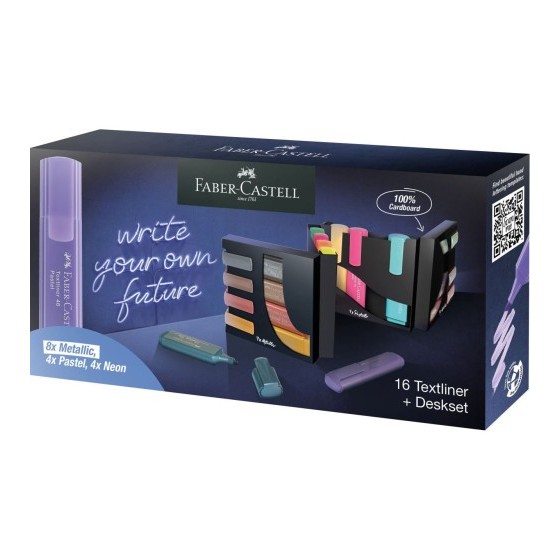 Faber-Castell 254603 marcador 16 pieza(s) Punta de cincel Metálico, Multicolor, Pastel
