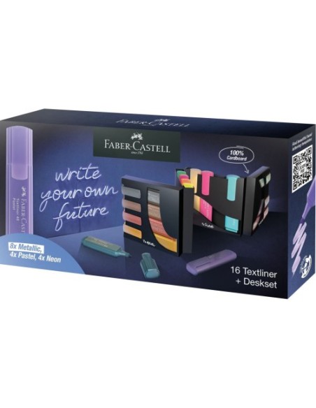 Faber-Castell 254603 marcador 16 pieza(s) Punta de cincel Metálico, Multicolor, Pastel