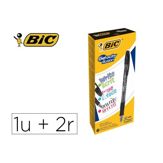 BOLIGRAFO DE GEL BORRABLE NEGRO BIC 516523 (x12 unidades)