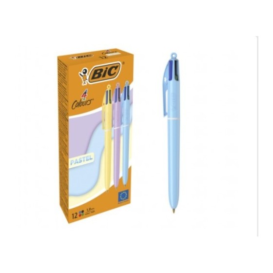 BOLÍGRAFO 4 COLORES CUERPO PASTEL BIC 517320 (x12 unidades)