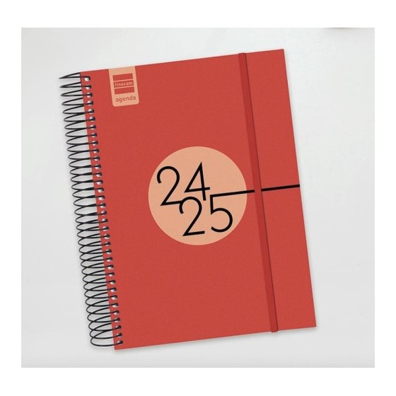 AGENDA ESCOLAR 2024-2025 E10-155X212 1 DÍA PÁGINA ESPIR LABEL ROJO FINOCAM 633123025