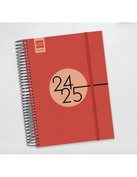 AGENDA ESCOLAR 2024-2025 E10-155X212 1 DÍA PÁGINA ESPIR LABEL ROJO FINOCAM 633123025