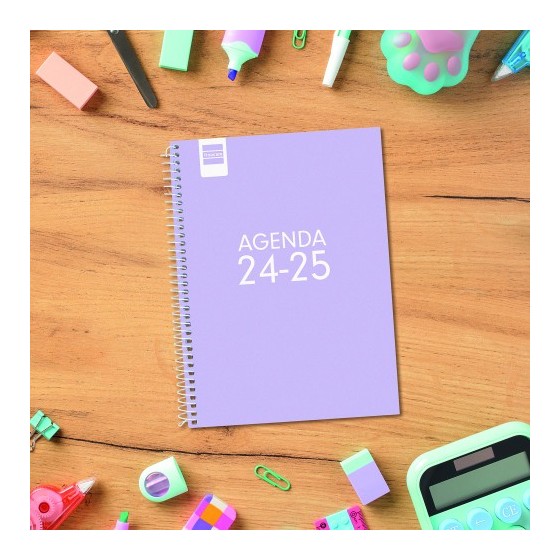 AGENDA ESCOLAR 2024-2025 4º 155X212 1 DÍA PÁGINA COOL LILA FINOCAM 645060825