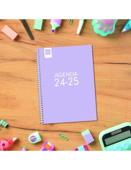 AGENDA ESCOLAR 2024-2025 4º 155X212 1 DÍA PÁGINA COOL LILA FINOCAM 645060825
