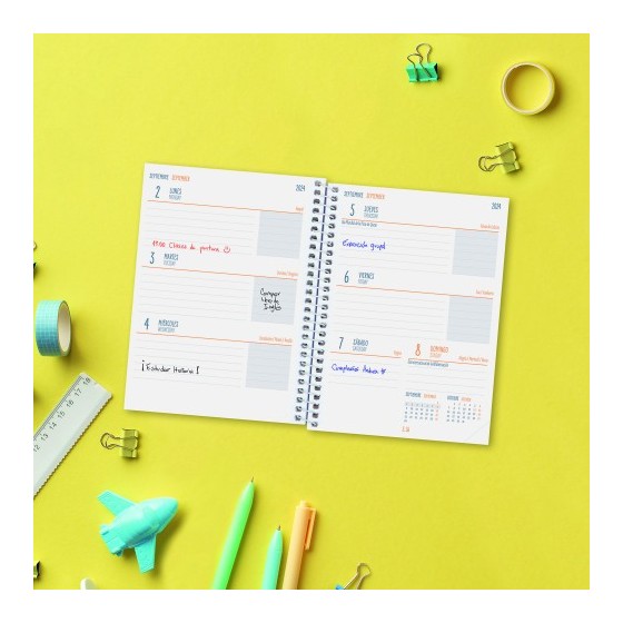 AGENDA ESCOLAR 2024-2025 8º 120X164 SEMANA VISTA HORIZONTAL COOL NEGRO FINOCAM 645000325