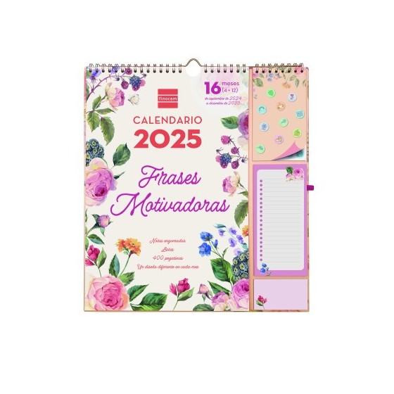 CALENDARIO 16 MESES SEPTIEMBRE 2024-DICIEMBRE 2025 PLUS-340X380 MES VISTA FRASES MOTIVACIONALES FINOCAM 540220225