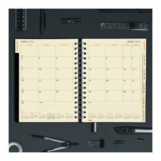 AGENDA 16 MESES SEPTIEMBRE 2024-DICIEMBRE 2025 4º 155X217 SEMANA VISTA VERTICAL TEMPUS NEGRO FINOCAM 626600125