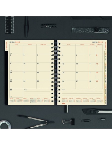 AGENDA 16 MESES SEPTIEMBRE 2024-DICIEMBRE 2025 4º 155X217 SEMANA VISTA VERTICAL TEMPUS NEGRO FINOCAM 626600125